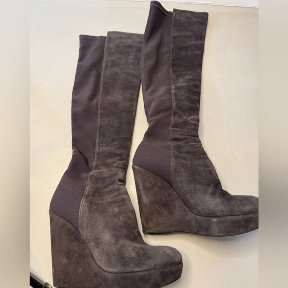 Stuart Weitzman Demiswoon OTK Suede Wedge Boots | Size 7 | Classic Over-The-Knee - Picture 1 of 10